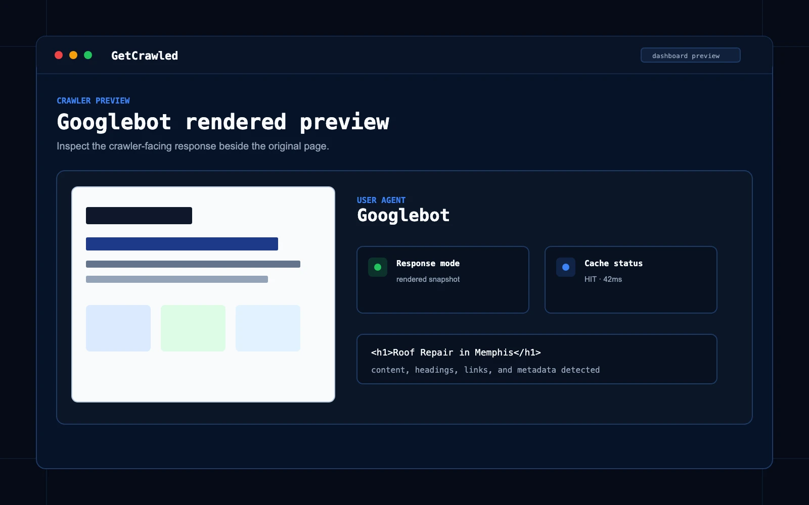 Googlebot product preview showing rendered crawler content.
